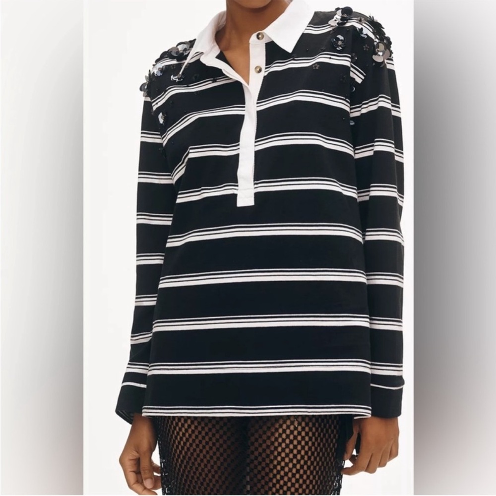 Anthropologie Maeve It Girl Polo Top Rugby